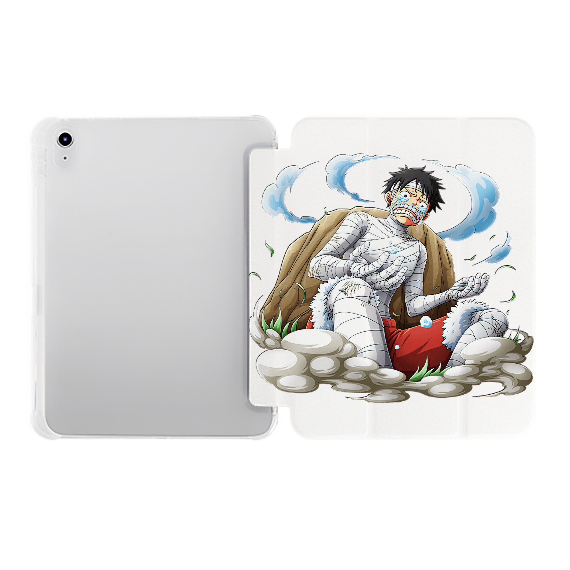 （画像用） ワンピース モンキー・D・ルフィ ONE PIECE Monkey D. Luffy IPad ケース ペン収納付き 三つ折りスタンド PUレザー×シリコン 対応機種9.5/10.5/10.9インチ
